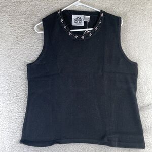NEW Storybook Knits Tank Top Womens 1X Sleeveless Black Floral Timeless Beauty